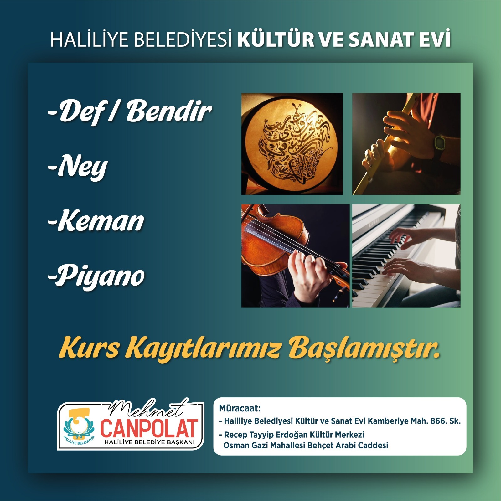 Haliliye'de kültür ve sanat kursu kayıtları başladı