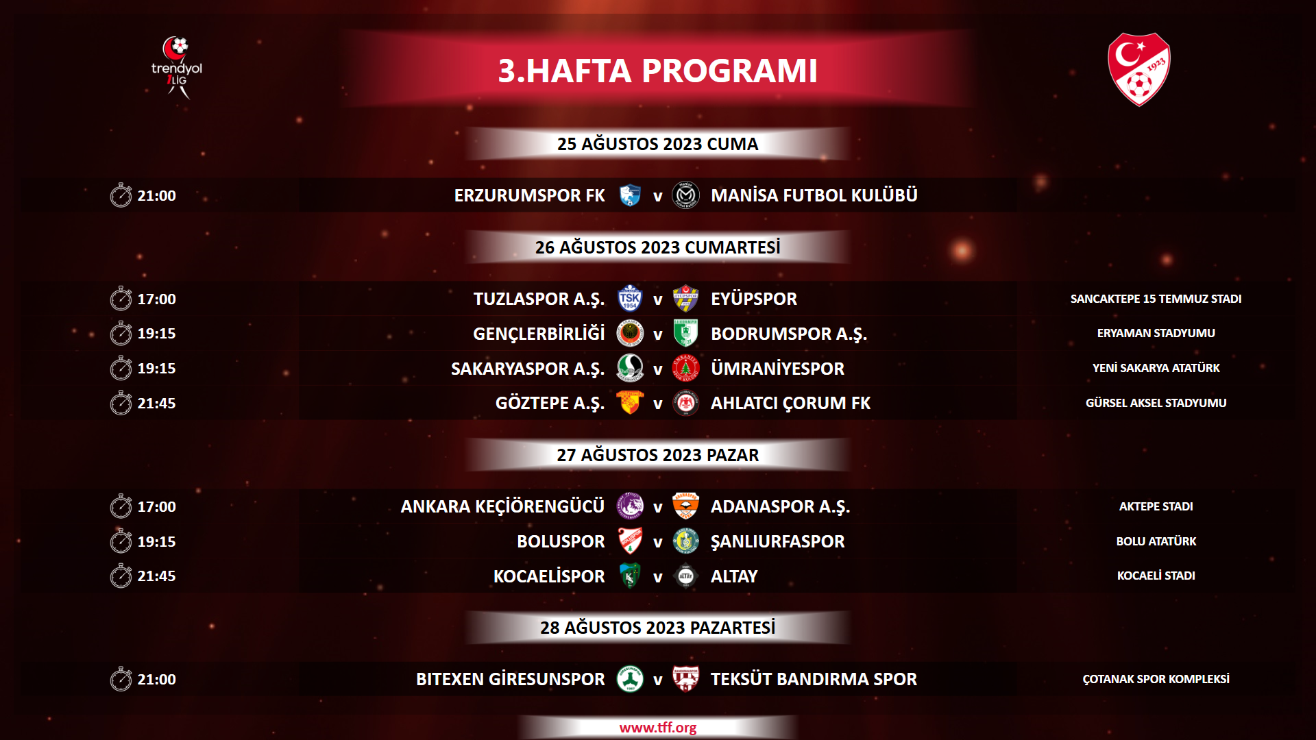 Trendyol 1. Lig'de ilk 5 haftanın maç programı açıklandı