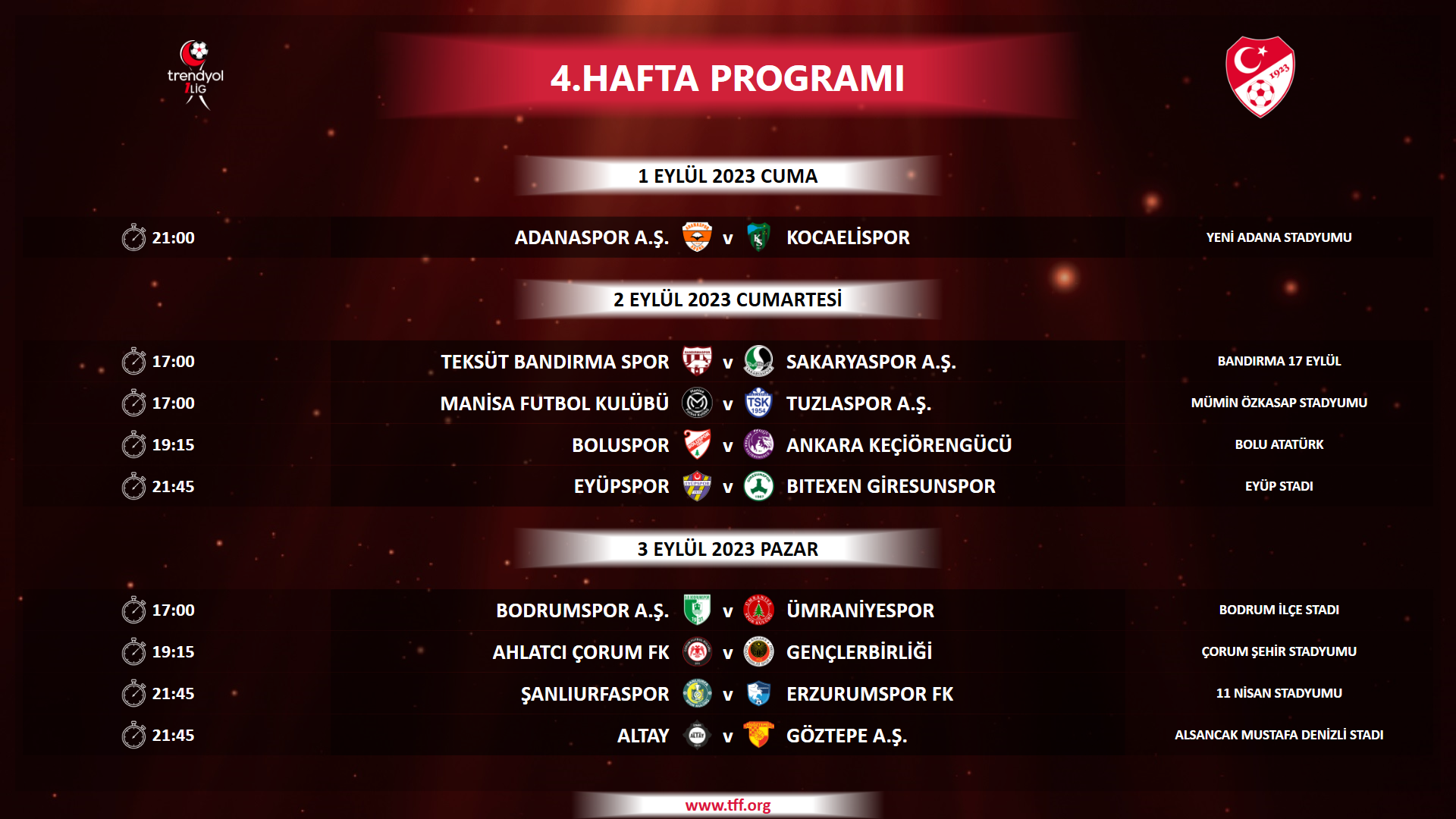 Trendyol 1. Lig'de ilk 5 haftanın maç programı açıklandı