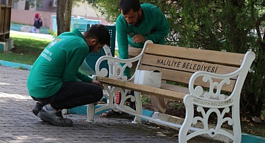 Haliliye'deki parklarda bakım ve yenileme çalışması
