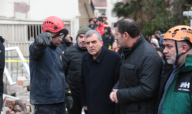 Beyazgül enkaz bölgesinde incelemede bulundu