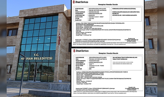 Harran Belediyesi personelleri depremzedeler için 190 bin lira bağış yaptı