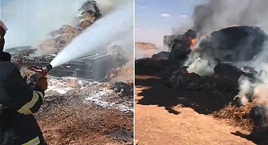 Şanlıurfa'da saman yüklü tırda yangın