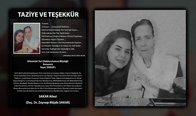 Zeynep Müjde Sakar'dan teşekkür mesajı