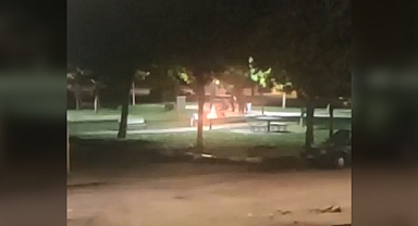 Şanlıurfa'da madde bağımlıları parktaki bankı ateşe verdi