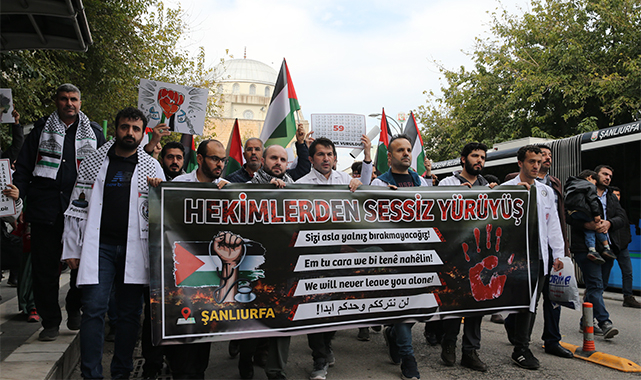 Şanlıurfa&#039;da doktorlar Gazze için yürüdü