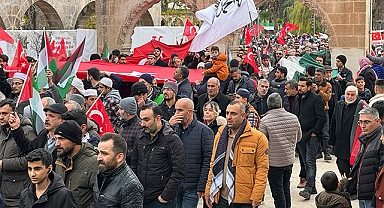 Şanlıurfa'da bir grup Filistin için yürüdü