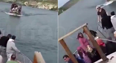 Halfeti'de tur teknelerinin çarpışma anı kameraya yansıdı