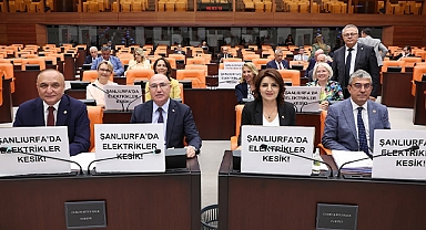CHP grubu mecliste 'Şanlıurfa'da elektrikler kesik' yazılı döviz açtı