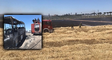 Şanlıurfa'da seyir halindeki emniyet aracında yangın çıktı