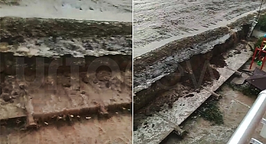 Şanlıurfa'da bir binanın istinat duvarı çöktü