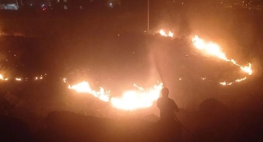 Şanlıurfa'da otluk alanda korkutan yangın