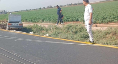 Şanlıurfa'da elektrik direğine çarpan otomobil şarampole uçtu