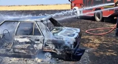 Şanlıurfa'da otomobil tarlada alev aldı