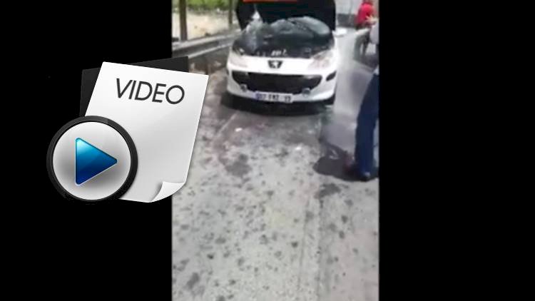 Şanlıurfa'da Yanan Aracın İmdadına Beton Mikseri Yetişti