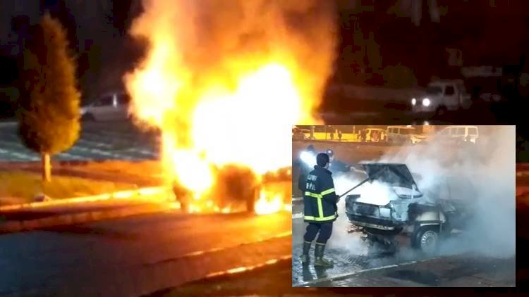 Karaköprü'de Park Halindeki Otomobil Yandı Sahibi Sinir Krizleri Geçirdi