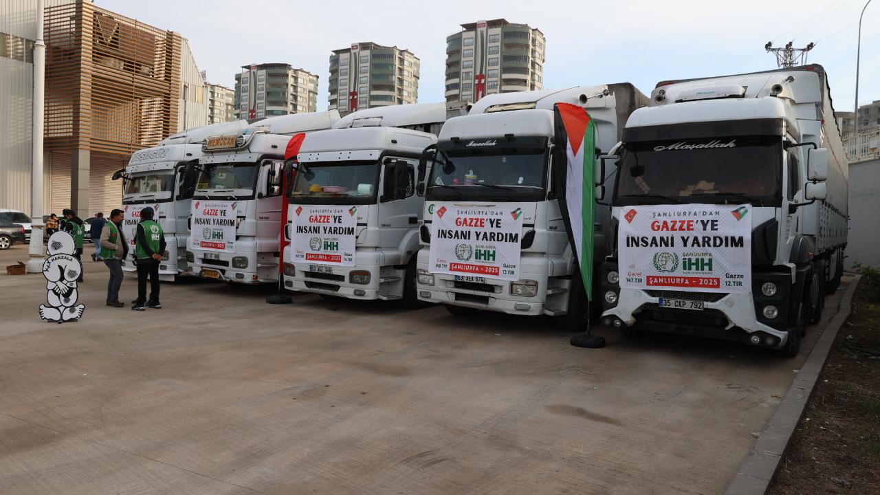 Şanlıurfa&#039;dan Gazze&#039;ye 5 tır insani yardım gönderildi