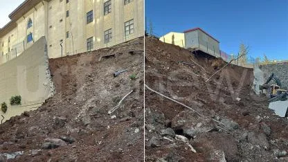 Şanlıurfa'da bir sitenin istinat duvarı çöktü